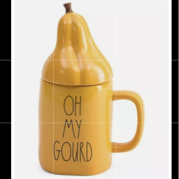 Rae Dunn OH MY GOURD coffee mug  with Topper NIB - Picture 1 of 5